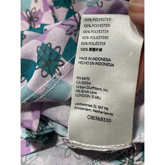 Urban Outfitters Y2K Mesh Cropped Ruched Button Up Top Womens Medium Purple Blue - Picture 14 of 15